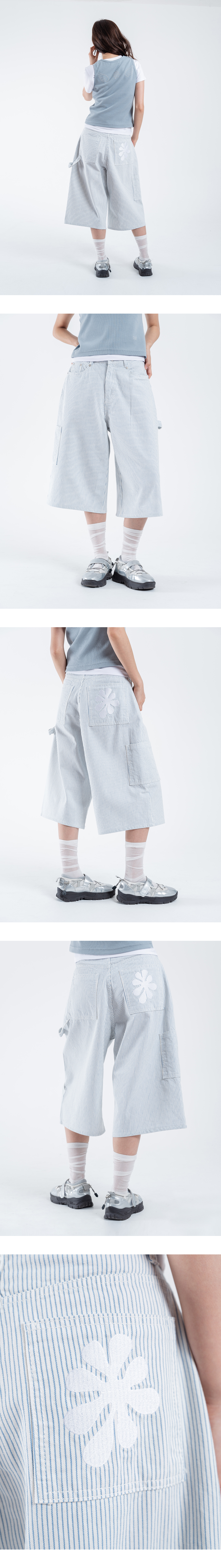MUSINSA公式 | OAFISH OAF LOGO STRIPE BERMUDA PANTS, WHITE/BLUE